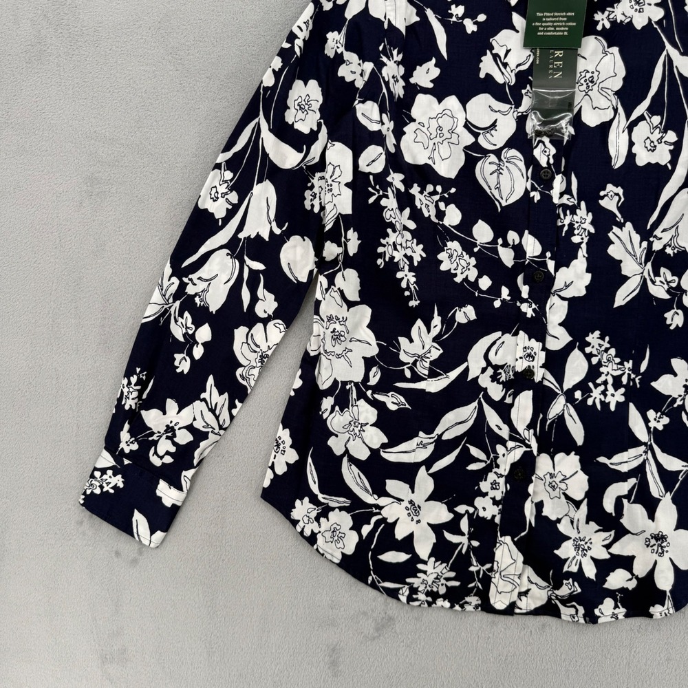 Lauren Ralph Lauren Slim Fit Floral Stretch Cotton Button Down Shirt Women's 4 - Picture 7 of 13